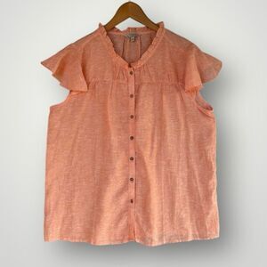 🤣5 for $45 🎉 linen blend by hester orchard Top Blouse Shirt Women Size S